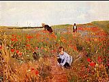 Les Nereides Paintings - les coquelicots by Mary Cassatt